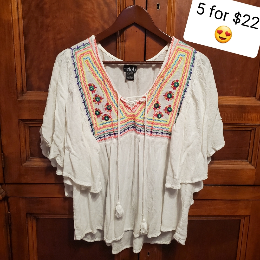 Deb Neon Peasant Top